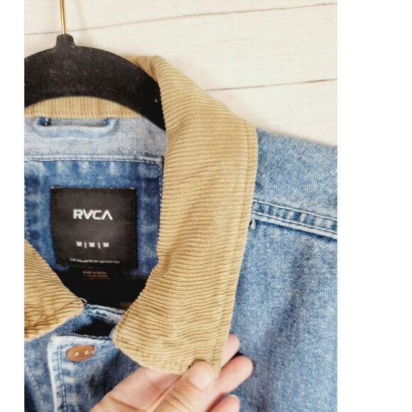 RVCA Chainmail Denim Jacket in Broken In Blue Wash, sz Medium - Picture 5 of 16